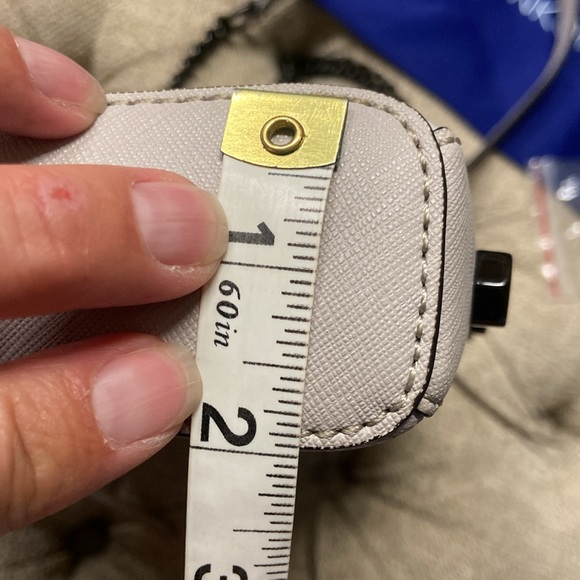 Sale! Rebecca Minkoff light gray crossbody bag with chain strap and tassels. - Picture 15 of 16